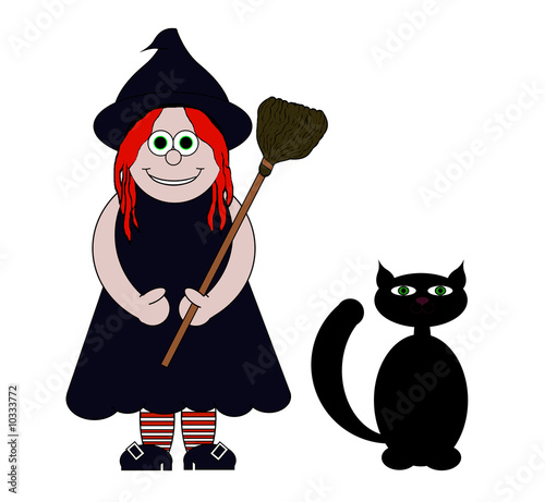 black and white cat cartoon. Witch amp; Black Cat Cartoon
