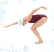 Photo: bright picture of swimmer woman with snowflakes bright picture of swimmer woman with snowflakes