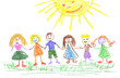 children on the green grass
