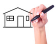 hand drawing a house on clear white background hand drawing a house on clear white background