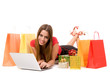Beautiful shopping girl shopping over internet. Beautiful shopping girl shopping over internet.