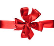 Gift red ribbon and bow isolated on white with clipping path