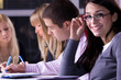 group of young people in business school, selective focus