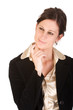 Attractive Caucasian young business woman pondering an idea