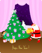 Santa Claus With Present - New Year Card