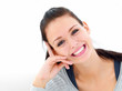 Headshot of a happy young woman smiling