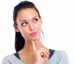 Pretty woman deep in thought with copyspace Pretty woman deep in thought with copyspace
