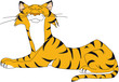 Tiger, liegend, glücklich