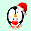 penguin holding heart