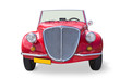 Front view of an old red convertible..+ Clipping path