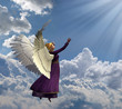 An Angel Reaches for Heavenly Light  -3d render with photos
