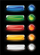 Set of vector glass shone buttons on a black background