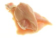 Two raw chicken pieces on a white background