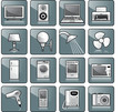 Icon set - home equipment, appliances. TV, stereo, computer Icon set - home equipment, appliances. TV, stereo, computer