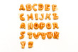 The alphabet spelled out in pasta