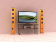 3d illustration of interior with media system