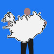 Business man with Iceland sign and blue sky illustration
