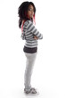 side pose of punk teenager on an isolated white background