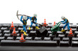 computer repair concept - workers repairing keyboard computer repair concept - workers repairing keyboard