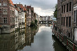 Beautiful Belgian town of Ghent and its reflection in river Leie