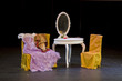 The theatrical properties being set on stage The theatrical properties being set on stage
