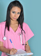 Nurse with serious expression