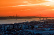 The landscape of city Lisbon at dush