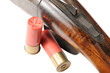 Macro shot of a shotgun and shells