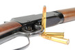 Lever action rifle on white
