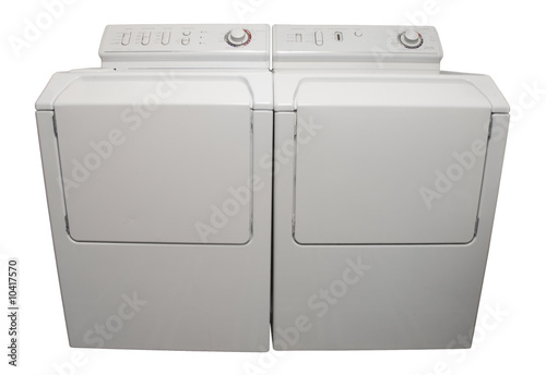 Photo: Washer and dryer appliances isolated on white Washer and dryer appliances isolated on white
