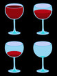 Four Vector Wineglasses on Black