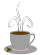 steamy coffee on white