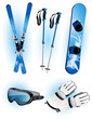 Skiing objects, vector illustration
