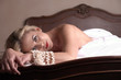 Sensual naked young blonde adult Caucasian woman