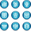 Media web icons, blue glossy sphere series
