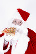 santa eating pizza slice