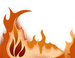 Halftone background - Fire. Vector illustration