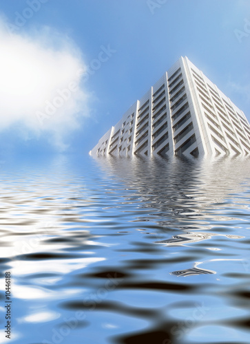 Photo: Office block with simulated flooded water effect Office block with simulated flooded water effect
