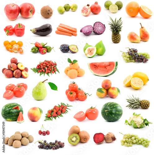fruits and vegetables studio isolated over white