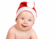 Christmas smiling baby.  Isolated over white background.