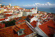 Panorama of old traditional city of Lisbon and the Tagus river