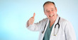Doctor is giving his approval with his thumbs up