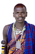 Portrait of a masai in front of a white background