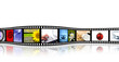 colorful wavy film strip with reflection