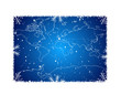 Blue winter background with snowflakes and world map.
