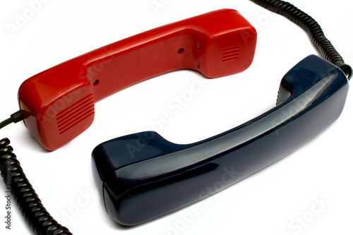 Photo: Pair communicating telephone tube on a white background Pair communicating telephone tube on a white background