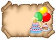 Parchment party invitation with cakes