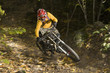 Italy, Southern Tyrol, man mountain biking