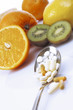 Fruits and vitamin pills