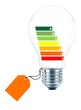 Electric bulb with an empty tag and energy chart